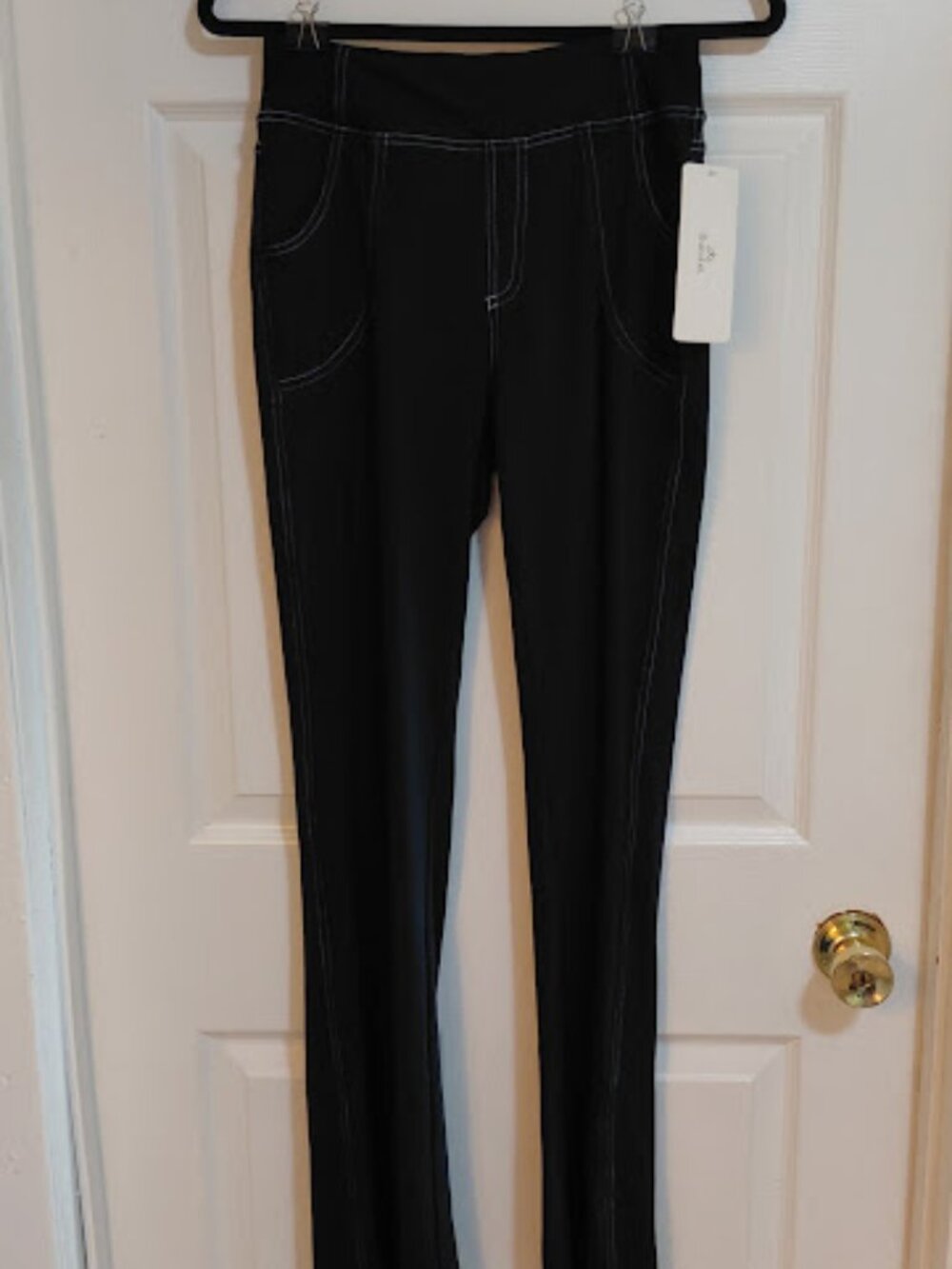 NEW Sunzel Activewear Black Spandex Flare 4-Pocket Leggings Jeggings Size L/12